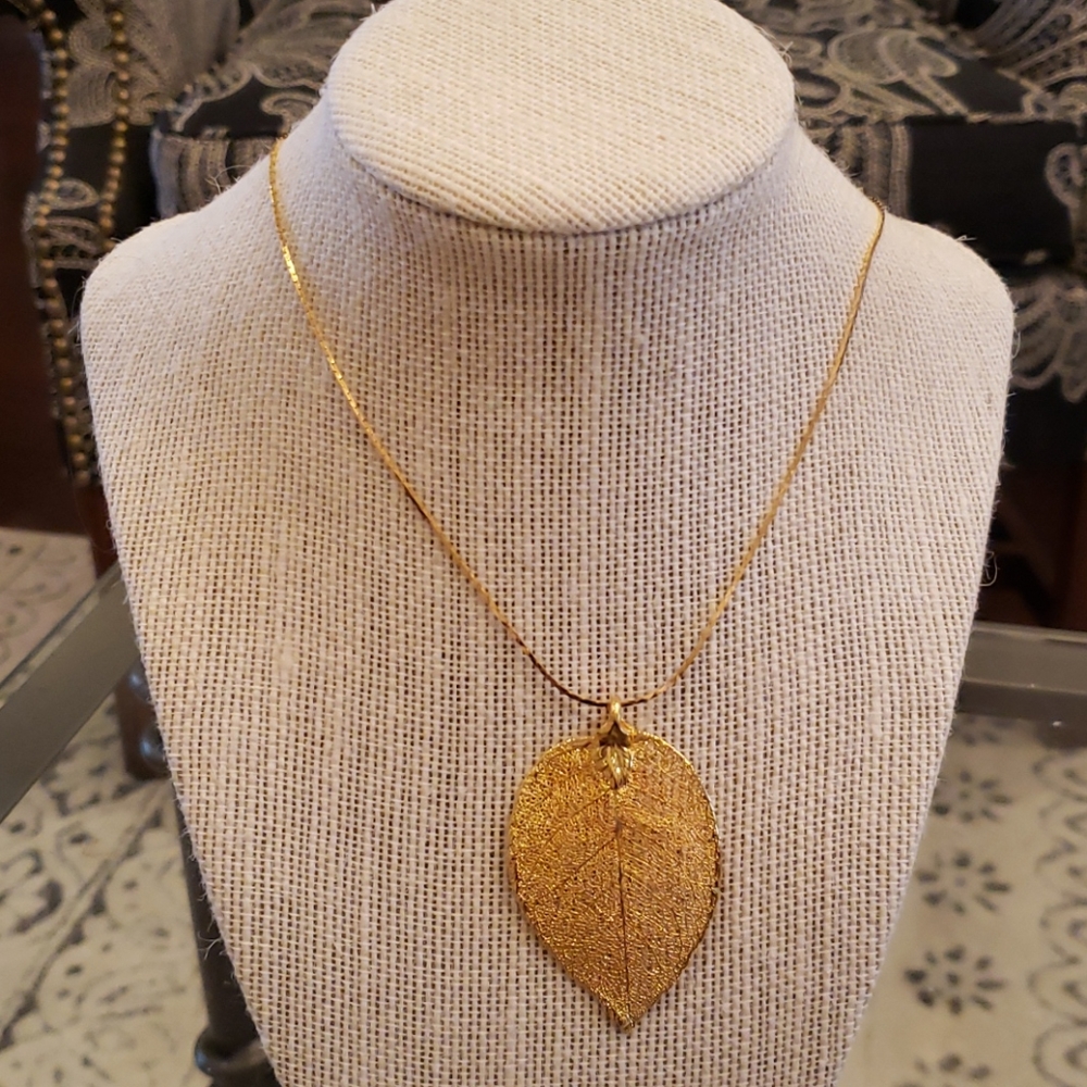 COPY - Nature's Jewelry 24K gold plated leaf necklace